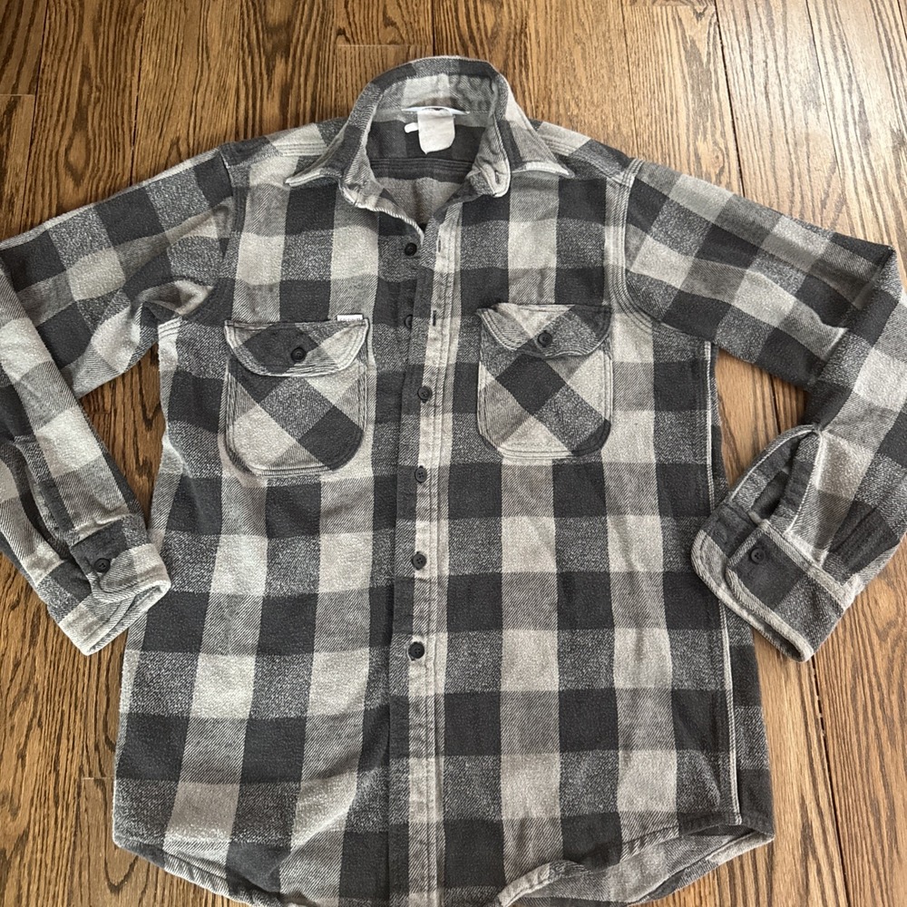 Vintage Carhartt Flannel Shirt Mens Small ? Plaid Heavy 90s Workwear Outdoor